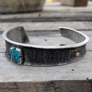 Tapered tufa cuff with 14k gold drop